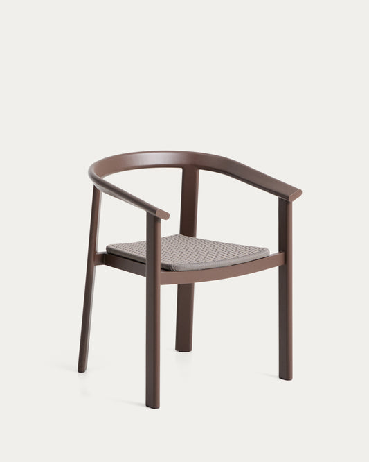 Chaise empilable d’extérieur Erice en aluminium et corde marron