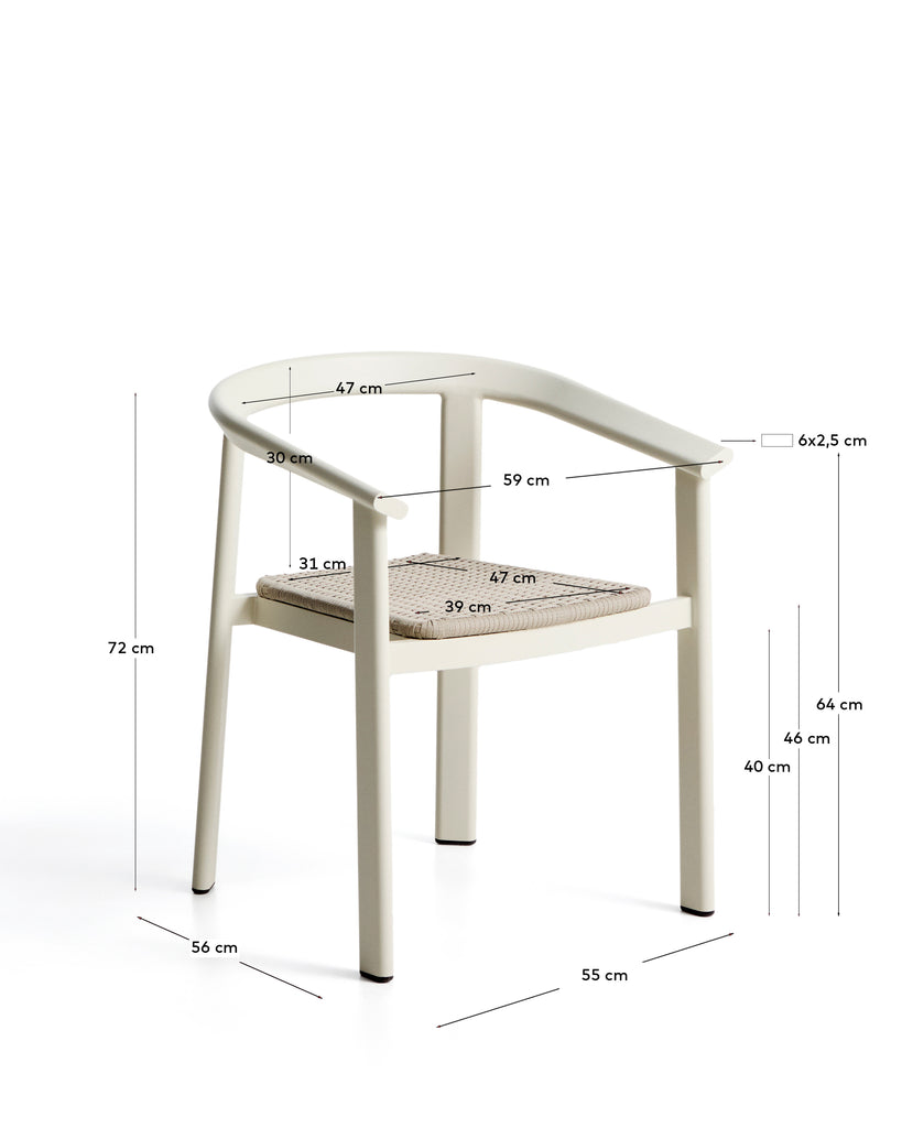 Chaise empilable d’extérieur Erice en aluminium et corde écrue