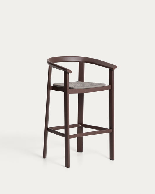 Tabouret Erice en aluminium et corde marron 75 cm