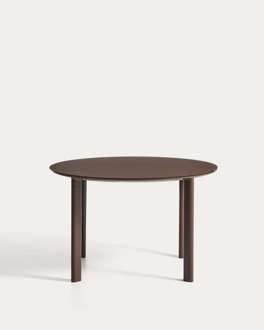 Table ronde Erice en aluminium et verre trempé marron Ø120 cm