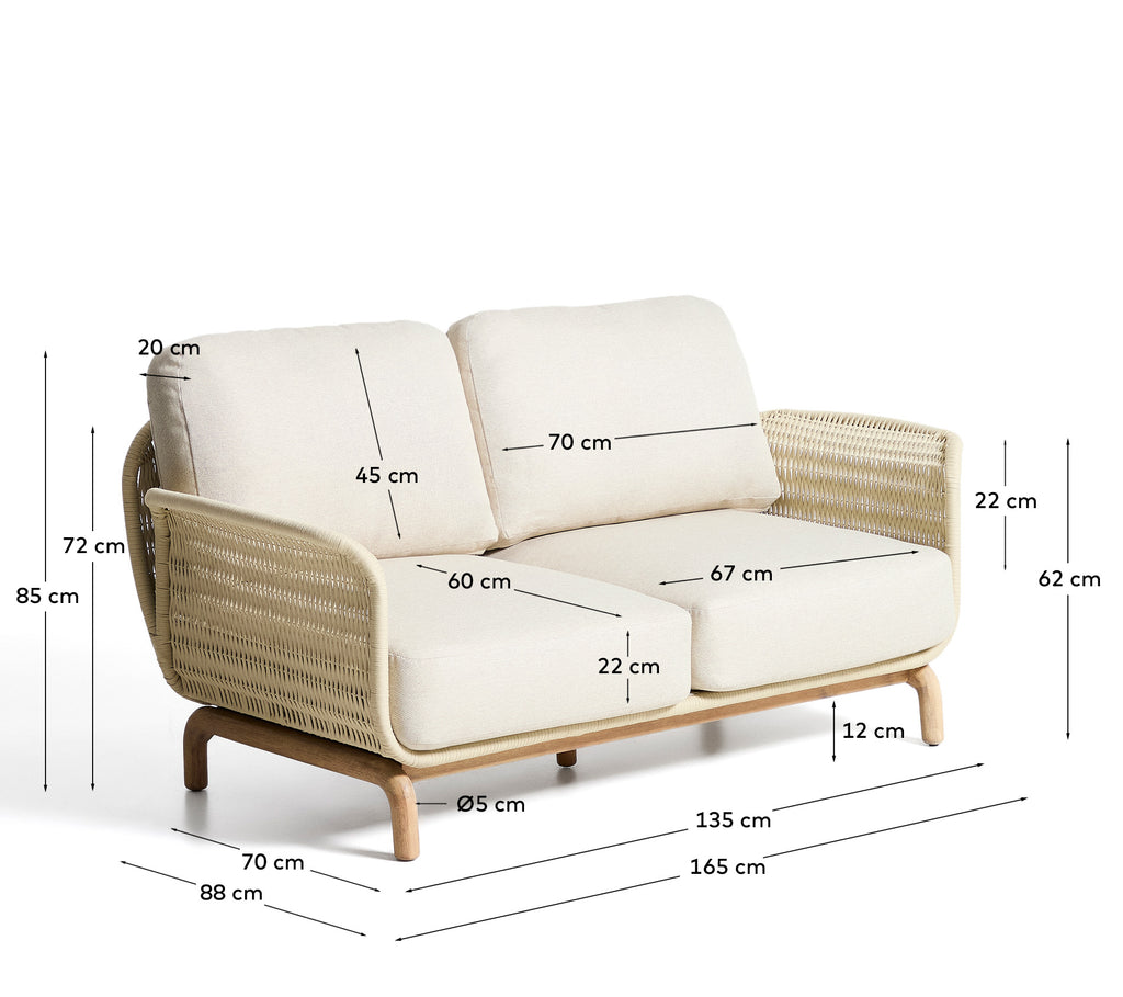 Canapé 2 places Alipa en bois d’acacia et corde écrue 165 cm FSC 100%
