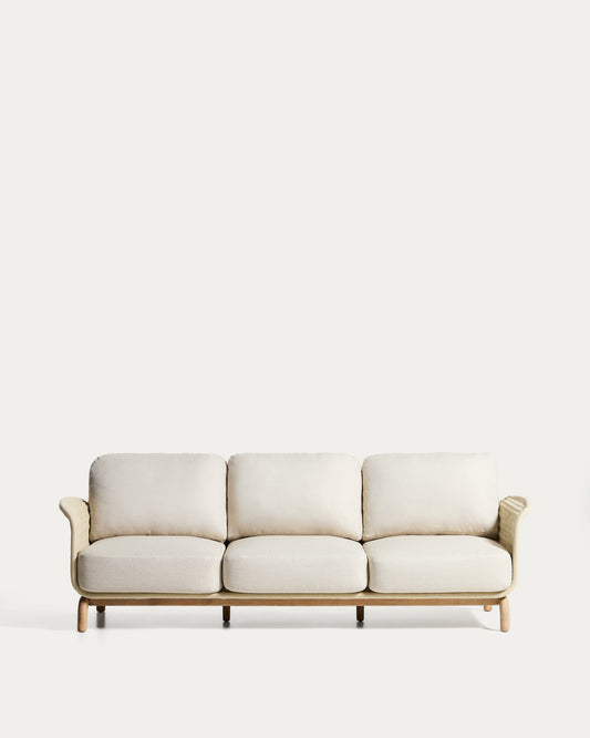 Canapé 3 places Alipa en bois d’acacia et corde écrue 235 cm FSC 100%