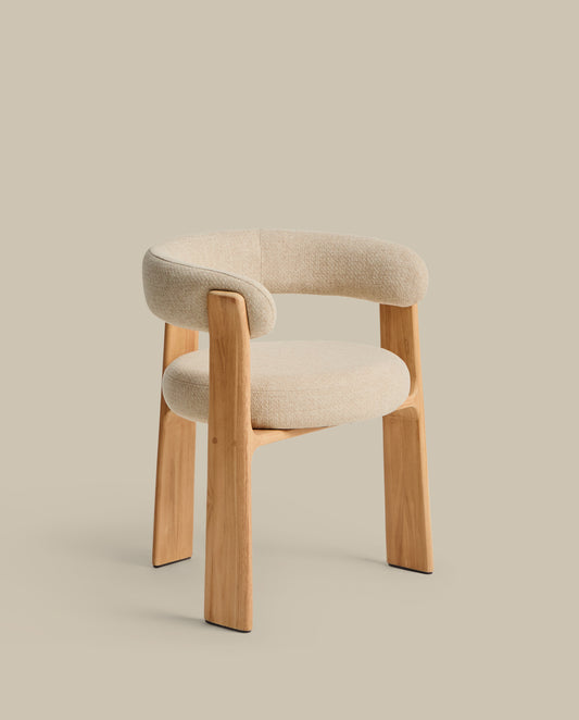 Chaise d’extérieur Granite 3 pieds beige avec pieds en bois de teck massif finition ton naturel FSC 100 %