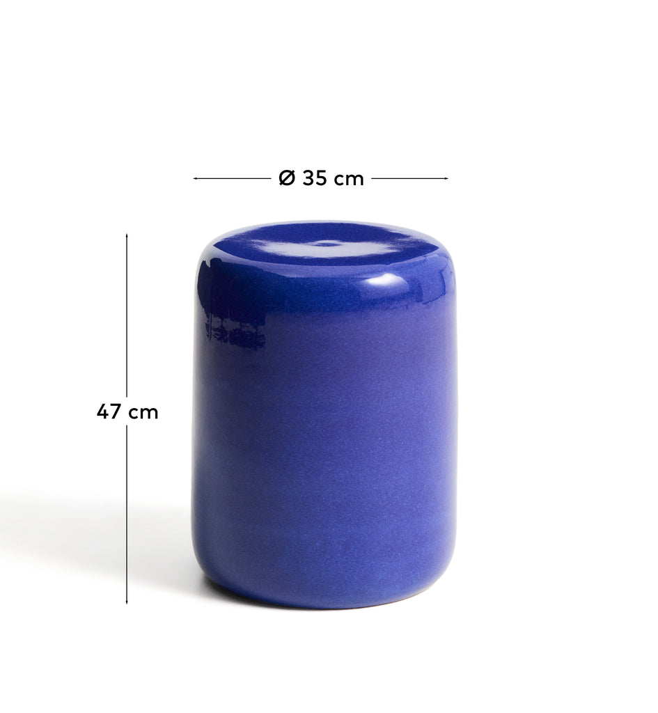 Table auxiliaire d’extérieur Mesquida en céramique avec finition bleue dépolie Ø 35 cm