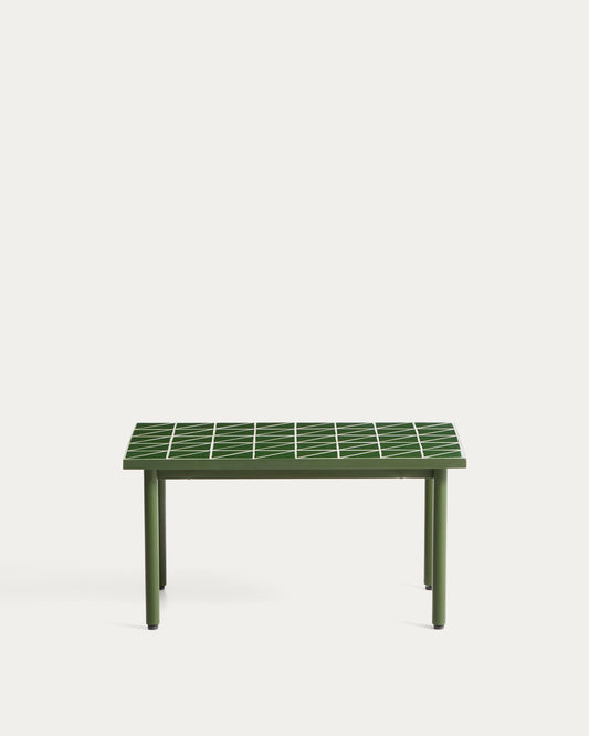 Table auxiliaire Maurina en acier galvanisé vert et céramique verte 81 x 51 cm
