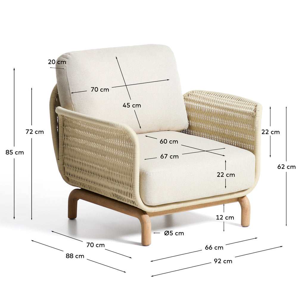 Fauteuil Alipa en bois d’acacia et corde écrue FSC 100 %