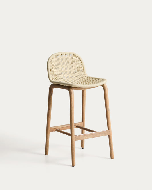 Tabouret Alipa en bois d’acacia et corde écrue 75 cm FSC 100 %