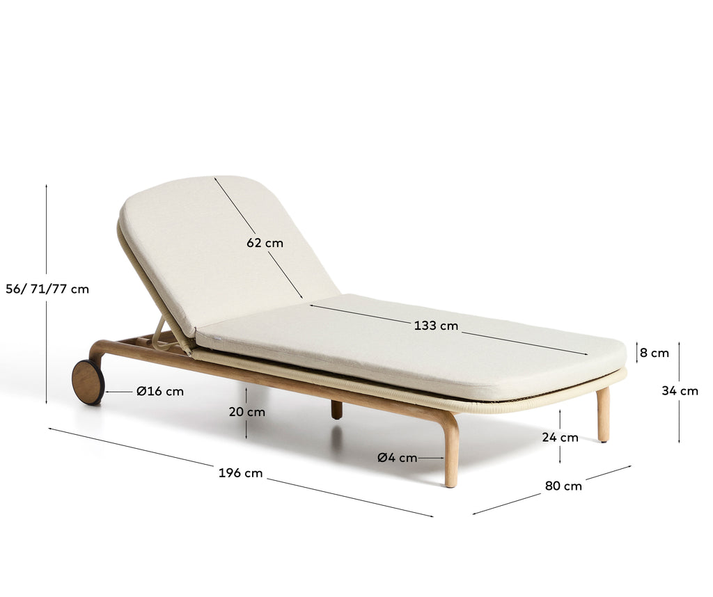 Bain de soleil Alipa en bois d’acacia et corde écrue FSC 100 %
