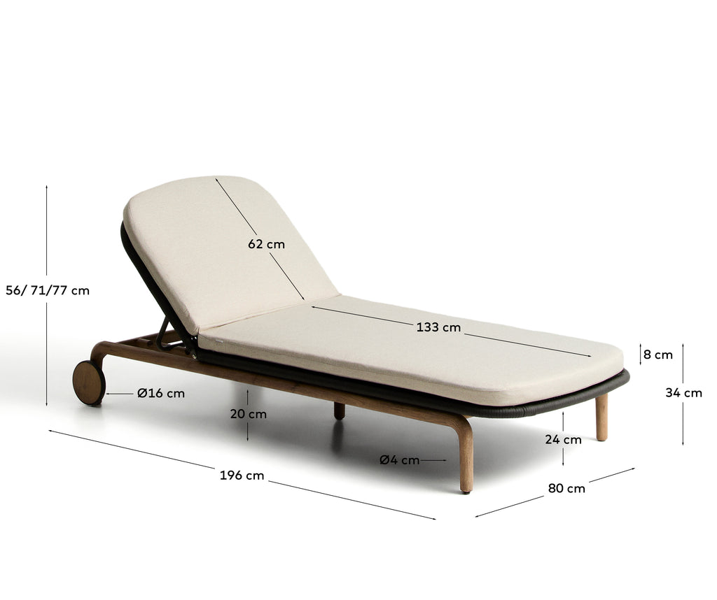 Bain de soleil Alipa en bois d’acacia et corde gris foncé FSC 100 %