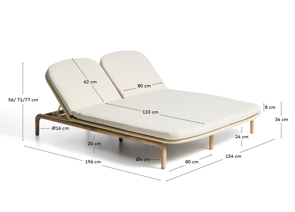 Bain de soleil double Alipa en bois d’acacia et corde écrue FSC 100 %