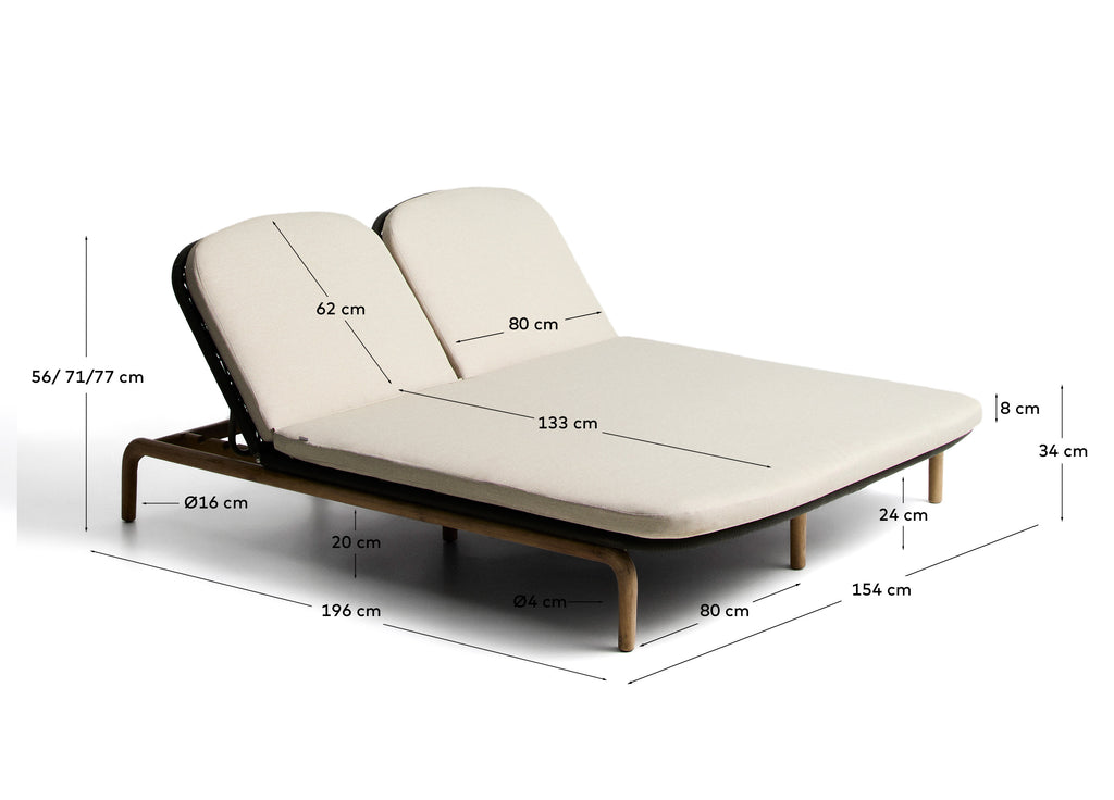 Bain de soleil double Alipa en bois d’acacia et corde gris foncé FSC 100 %
