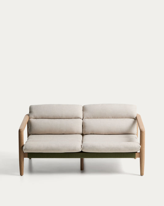 Canapé Menfi 2 places en bois d’acacia et corde verte 136 cm FSC 100%
