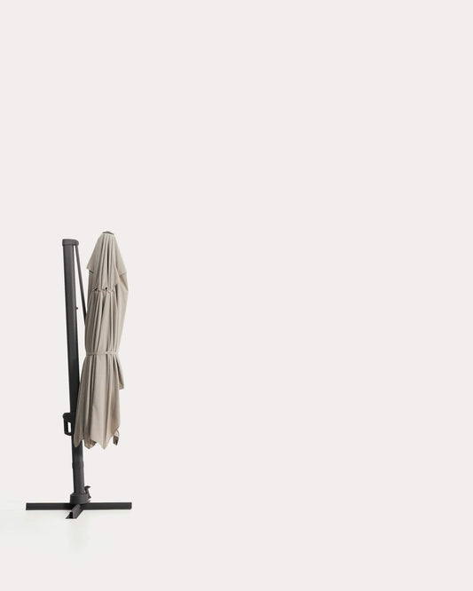 Parasol déporté Noli beige avec armature en aluminium graphite 300 x 420 cm