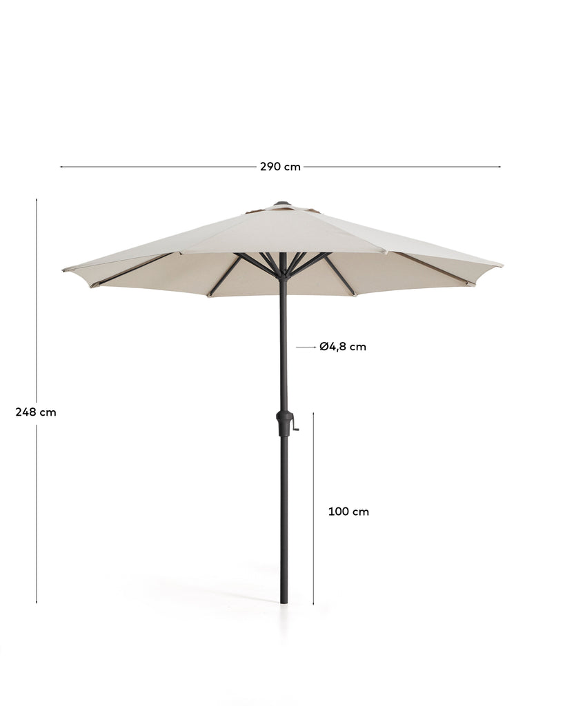 Parasol Milna beige avec mât central et armature en acier graphite Ø 300 cm