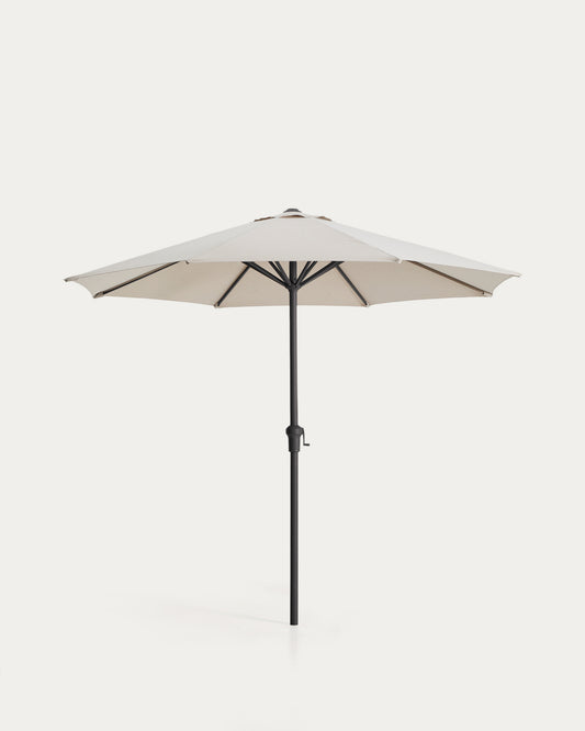 Parasol Milna beige avec mât central et armature en acier graphite Ø 300 cm