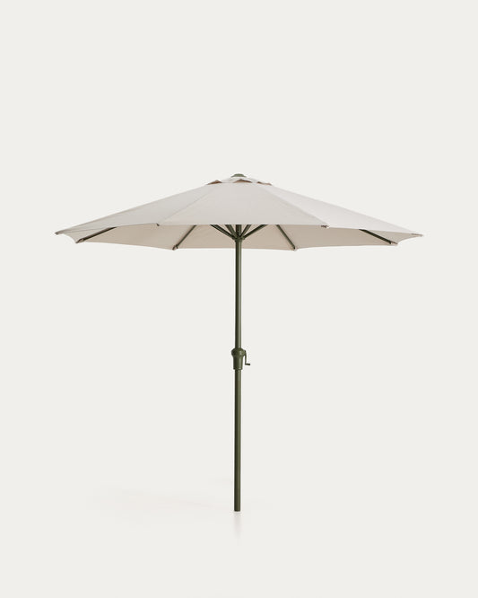 Parasol Milna beige avec mât central et armature en acier vert Ø 300 cm