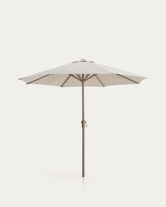 Parasol Milna beige avec mât central et armature en acier taupe Ø 300 cm