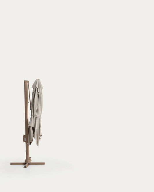 Parasol déporté Noli beige avec armature en aluminium taupe 300 x 300 cm