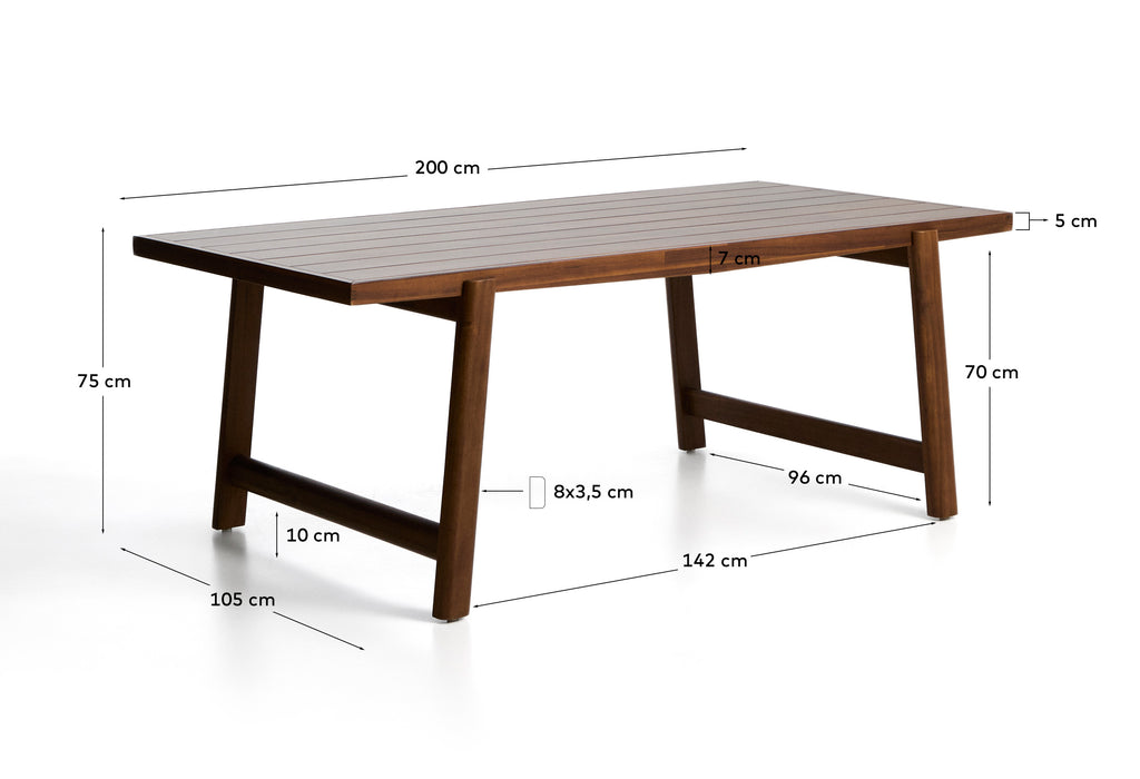 Table d’extérieur Itani en bois d’acacia 200 x 100 cm FSC 100 %