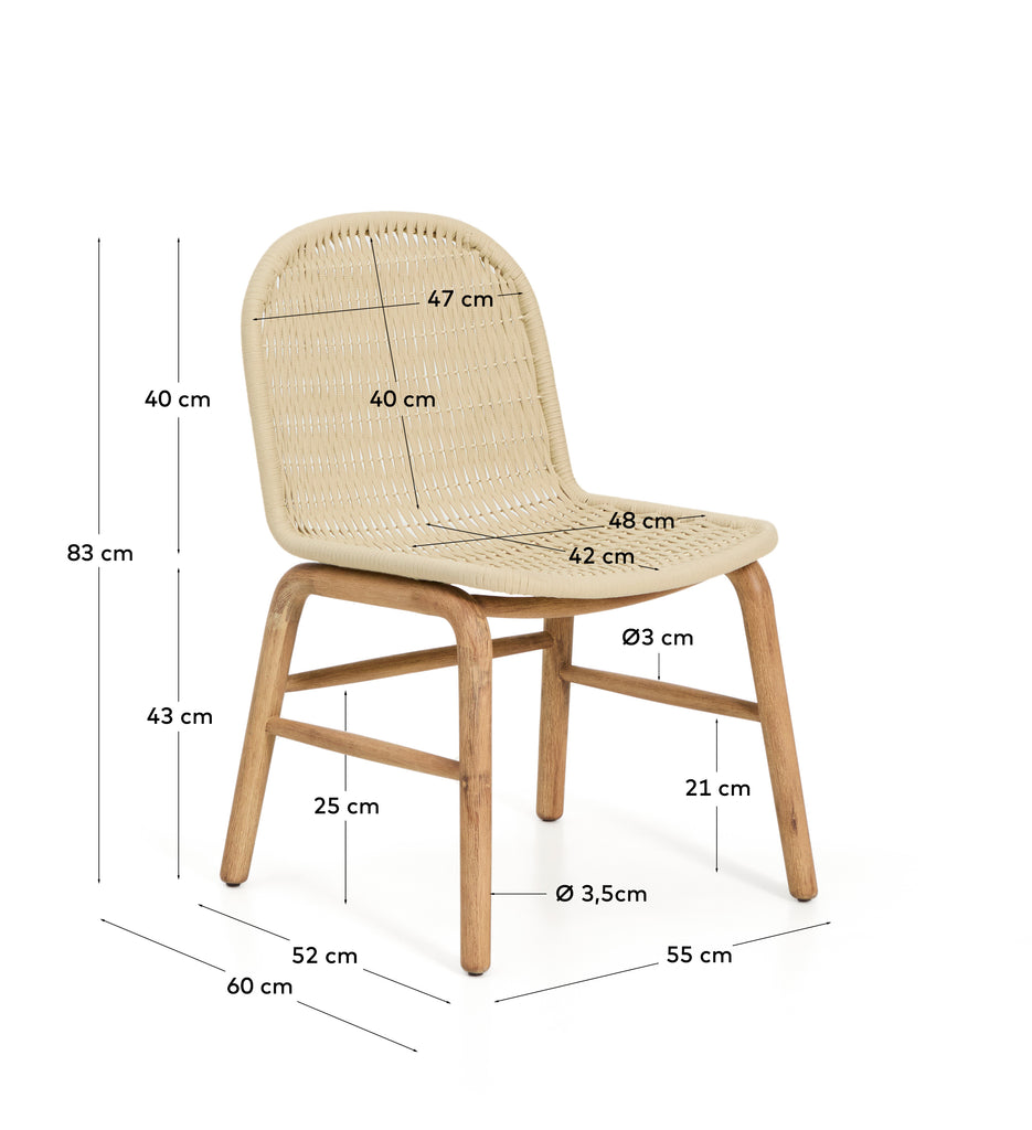 Chaise Alipa en bois d’acacia et corde écrue FSC 100 %