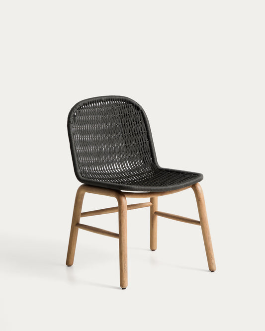 Chaise Alipa en bois d’acacia et corde gris foncé FSC 100 %