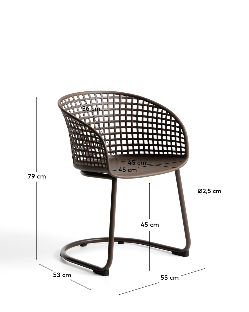 Chaise d’extérieur Tenaro en plastique avec structure en acier marron