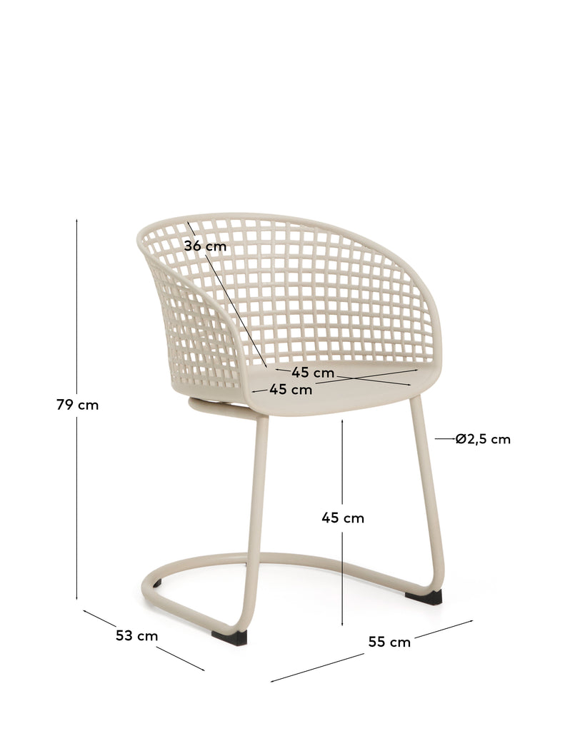 Chaise d’extérieur Tenaro en plastique avec structure en acier beige