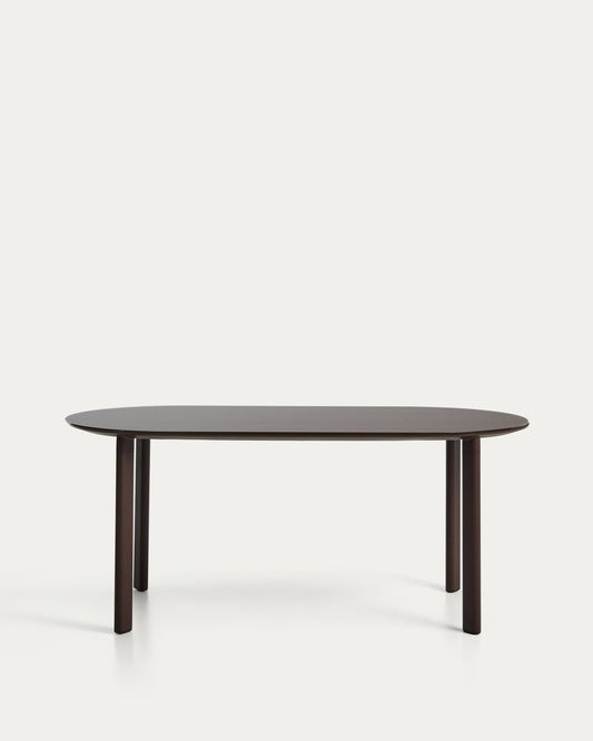 Table ovale Erice en aluminium et verre trempé marron 180 x 90 cm