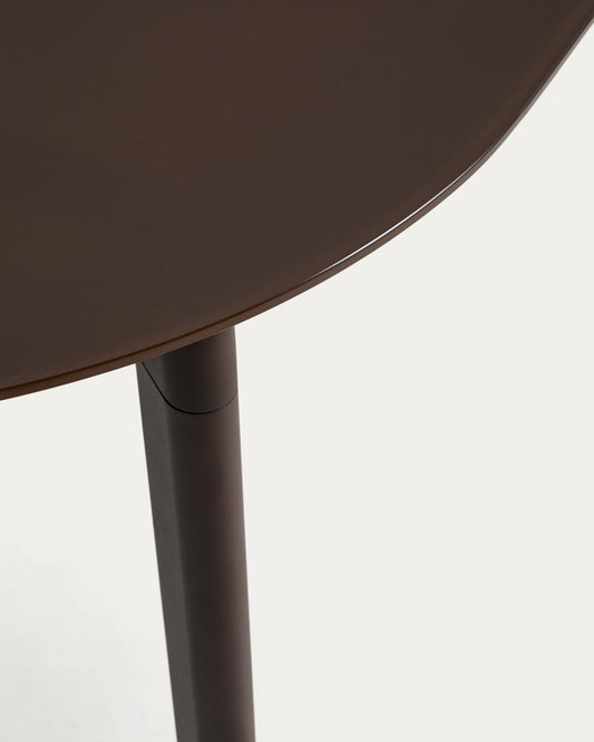 Table ovale Erice en aluminium et verre trempé marron 230 x 100 cm