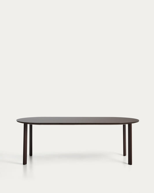 Table ovale Erice en aluminium et verre trempé marron 230 x 100 cm