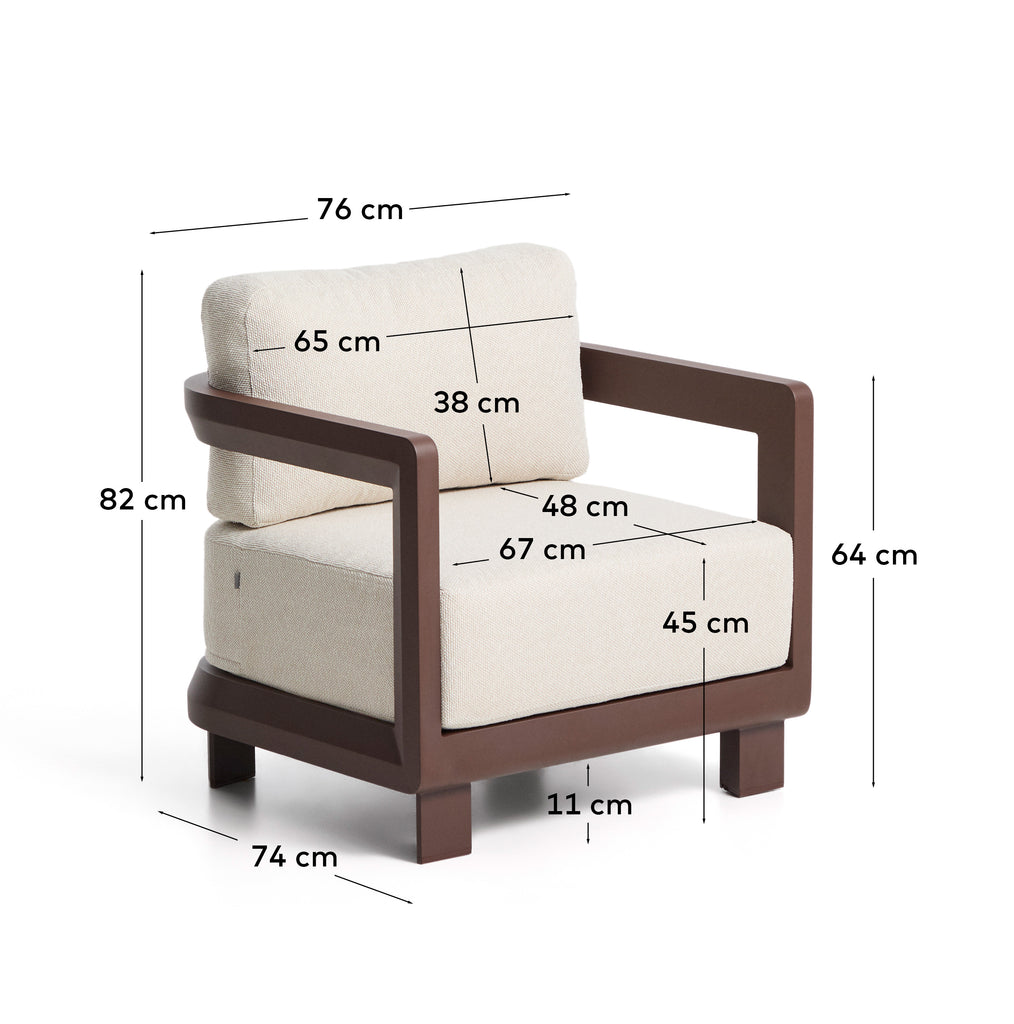 Fauteuil d’extérieur Nerano en aluminium marron