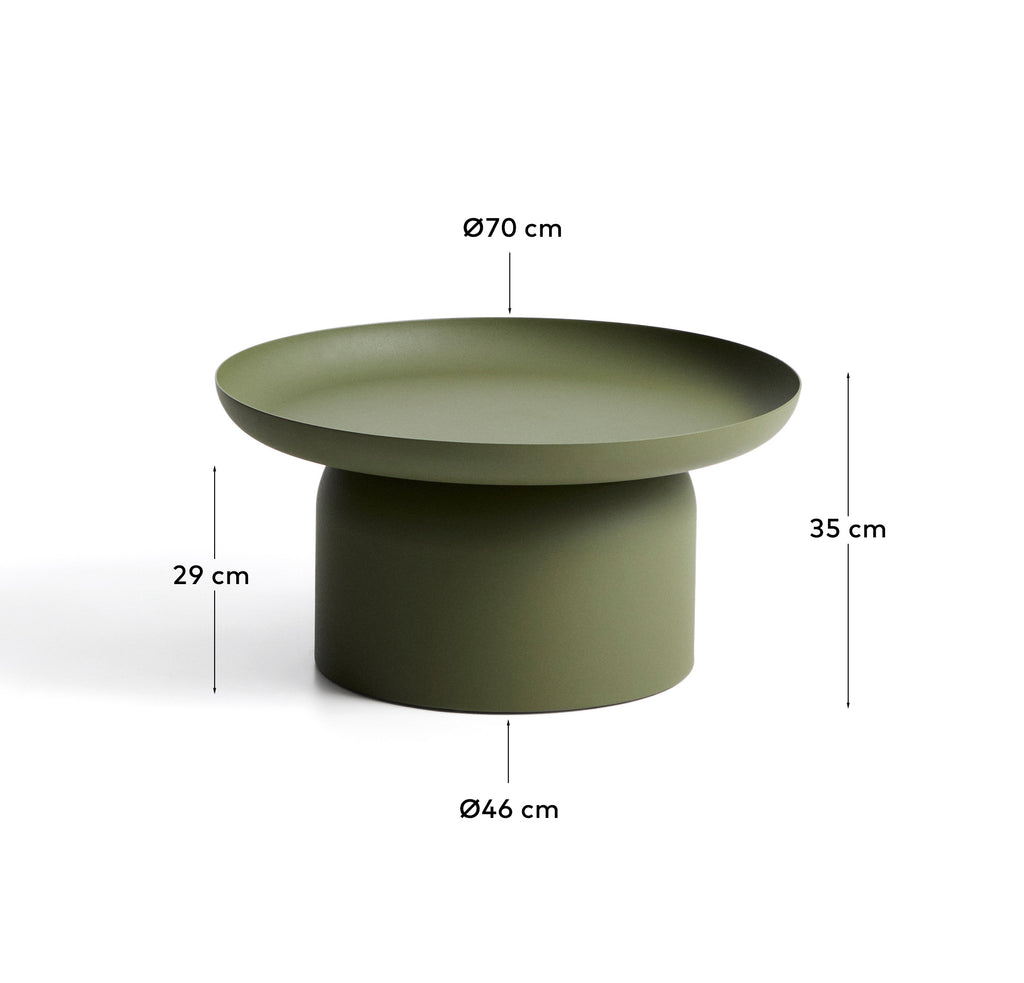 Table basse Arcola en aluminium vert Ø 70 cm