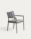 Chaise empilable d’extérieur Argasi en aluminium graphite et corde synthétique gris foncé