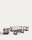 Set Nerano avec canapé 3 places, 2 fauteuils et table basse en verre trempé et aluminium marron