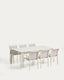 Ensemble table extensible Brela en aluminium écru et 6 chaises Luri en aluminium écru et textilène beige 205 (287) x 100 cm