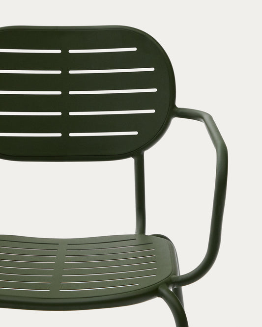 Ensemble Brai table et 4 chaises empilables en acier galvanisé vert 180 x 90 cm