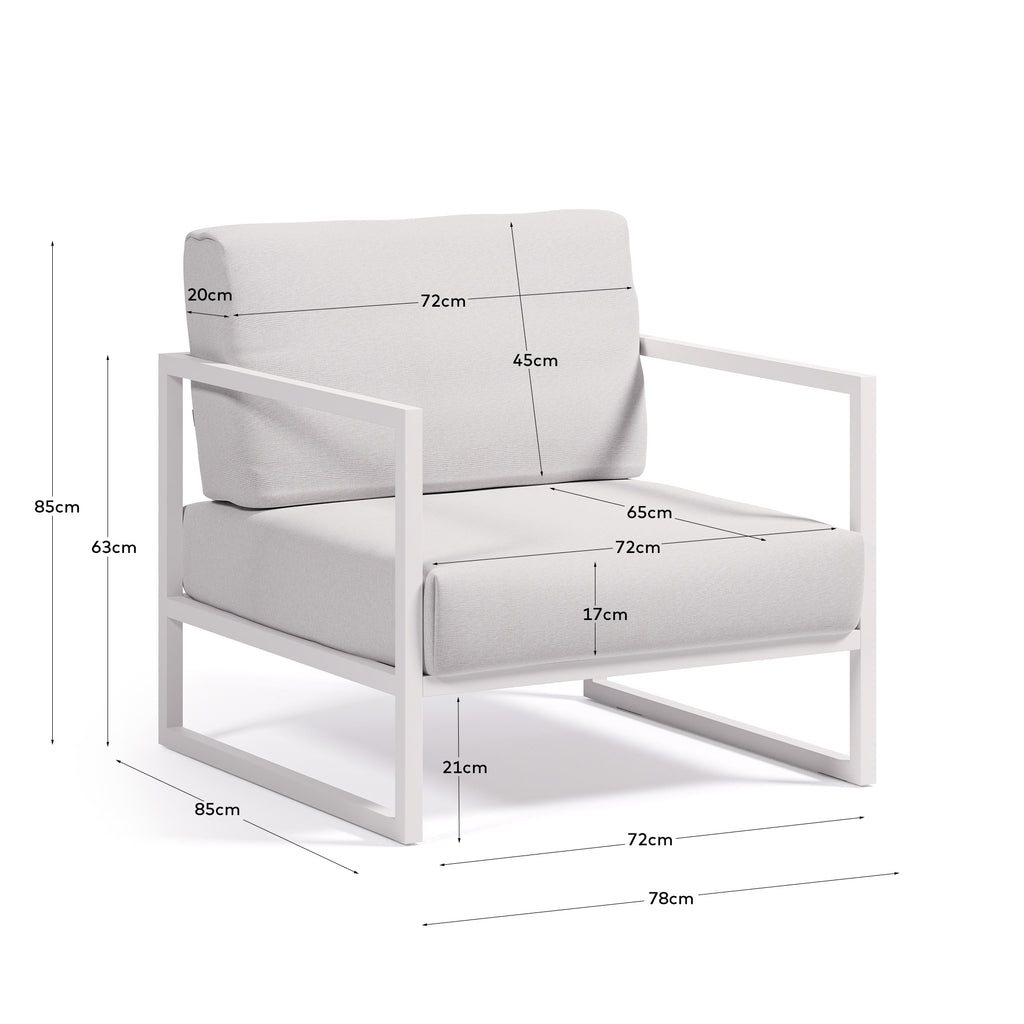 Fauteuil Comova 100 % pour extérieur blanc et en aluminium blanc