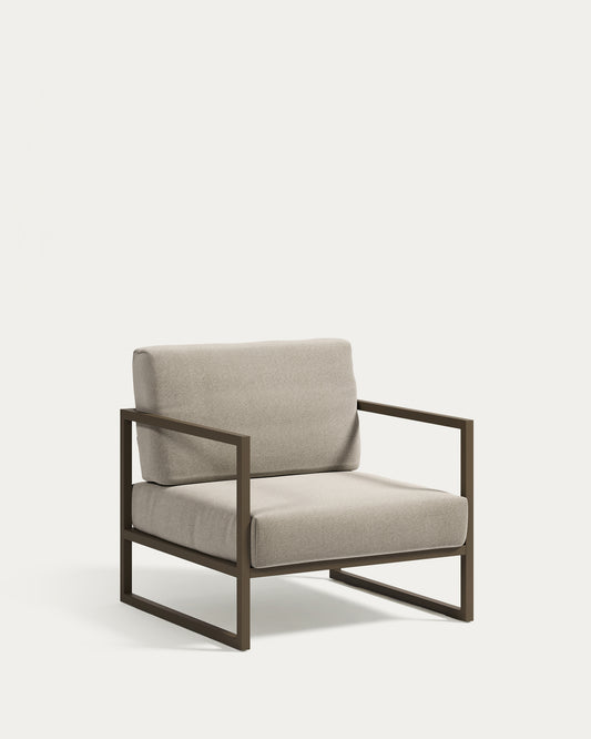 Fauteuil Comova 100 % pour extérieur gris clair et aluminium vert