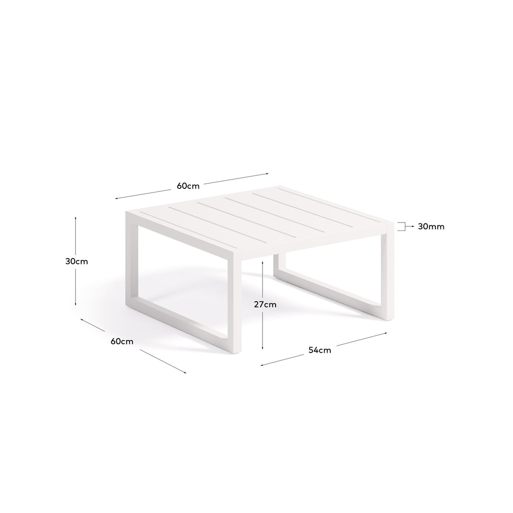 Table d'appoint Comova 100 % pour extérieur en aluminium blanc 60 x 60 cm