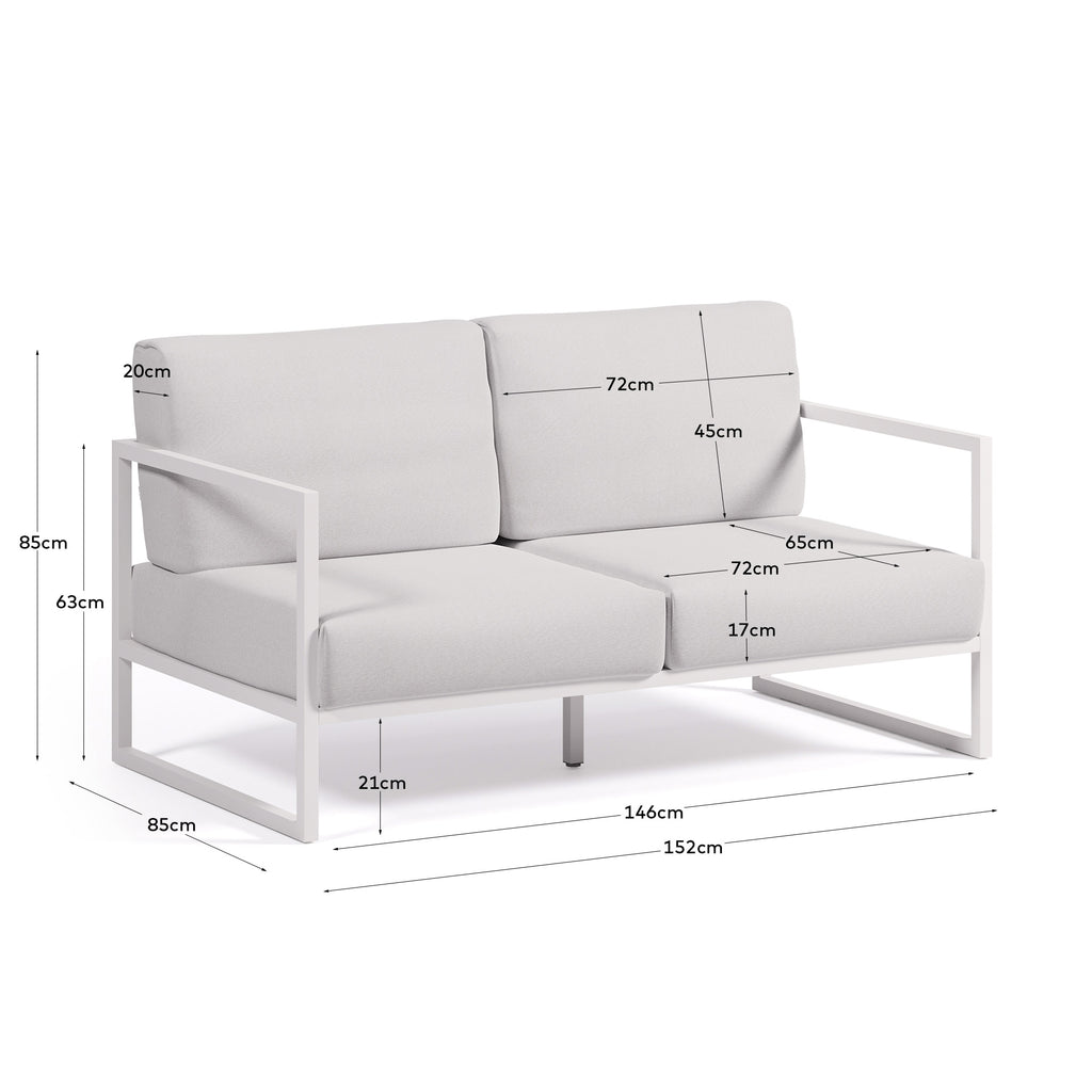 Canapé Comova 2 places 100 % pour extérieur blanc et en aluminium blanc 150 cm