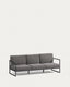 Canapé Comova 3 places 100 % pour extérieur gris foncé et aluminium noir 222 cm