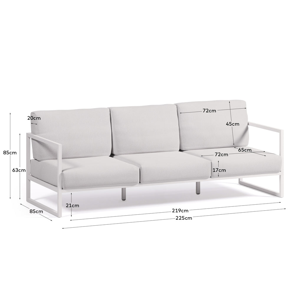 Canapé Comova 100 % pour extérieur 3 places blanc et en aluminium blanc 222 cm