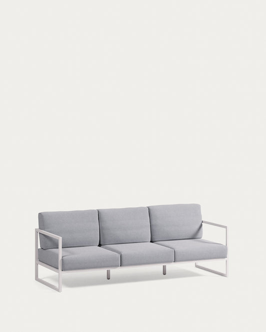 Canapé Comova 100 % pour extérieur 3 places bleu et aluminium blanc 222 cm