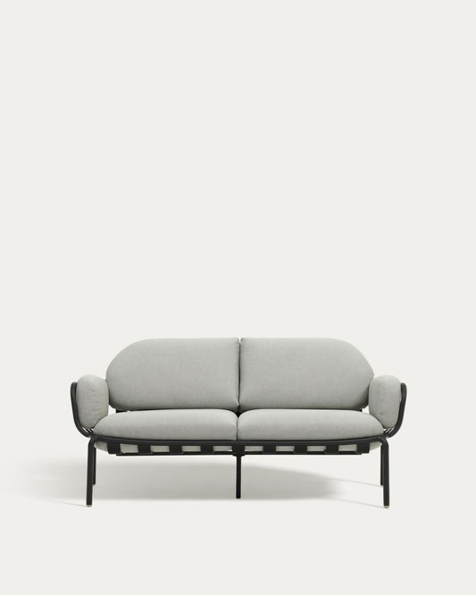 Canapé d’extérieur Joncols 2 places en aluminium avec finition peinte grise et coussins gris 164 cm
