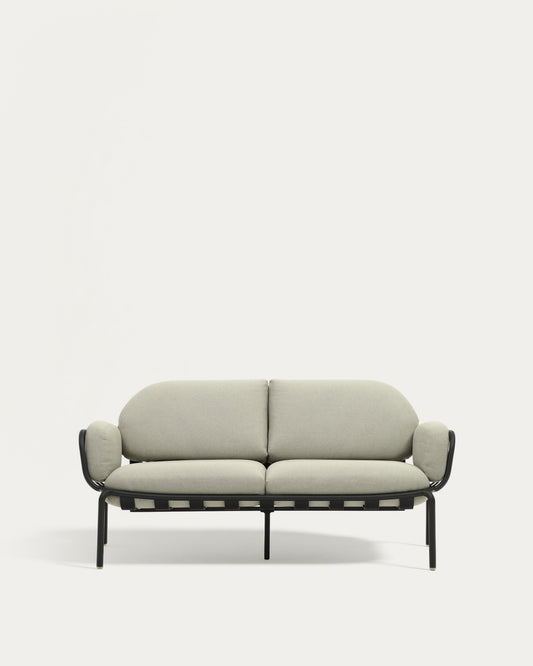 Canapé d’extérieur Joncols 2 places en aluminium avec finition peinte grise et coussins beiges 164 cm