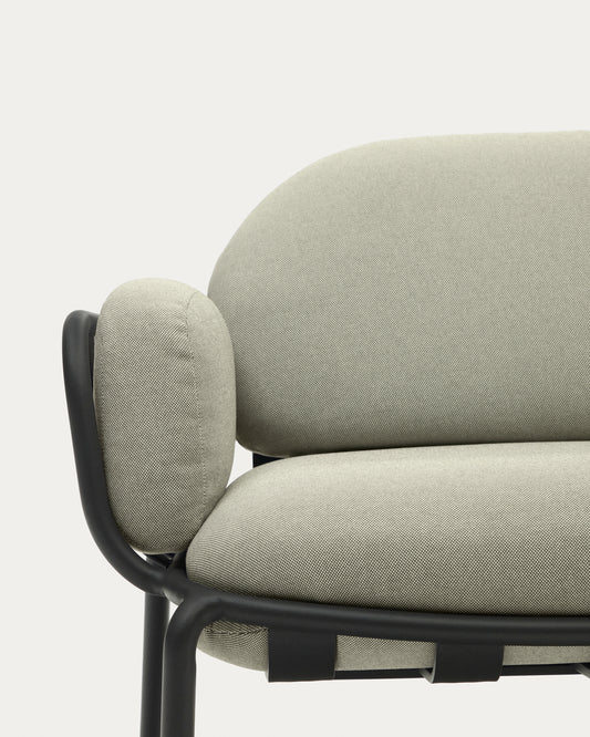 Canapé d’extérieur Joncols 3 places en aluminium avec finition peinte grise et coussins beiges 224 cm