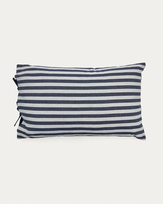Coussin Tabby 100% coton avec rayures gris et bleu 50 x 80 cm