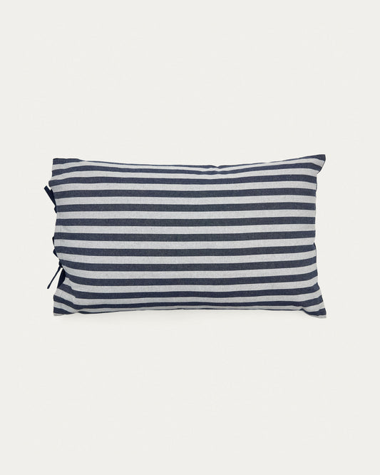 Coussin Tabby 100% coton avec rayures gris et bleu 40 x 60 cm