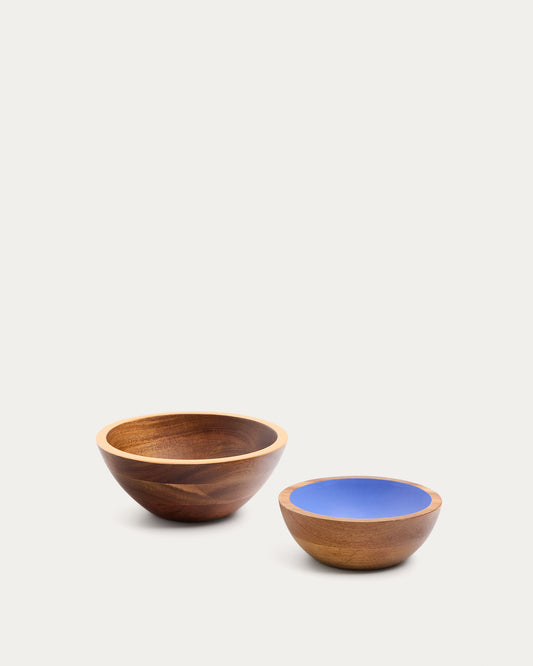 Lot de 2 bols multicolores en bois d'acacia FSC 100 %