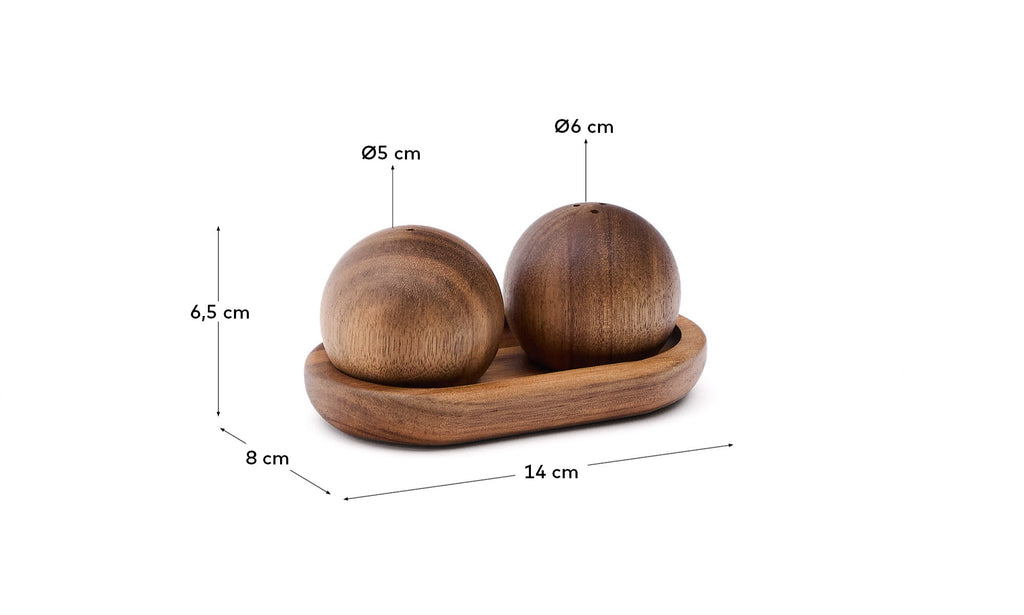 Salière et poivrière Nukha en bois d'acacia FSC 100 %